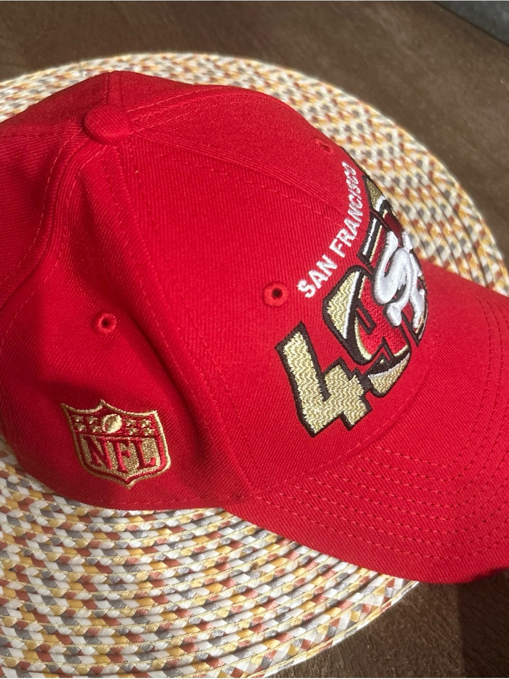 NFL San Francisco 49ers Red Hat with Gold and White Logo - Picture 2 of 5